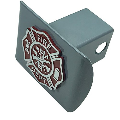 Support Firefighters METAL emblem (chrome & red) on brushed METAL Hitch Cover Fire Support Firefighters METAL emblem (chrome & red) on brushed METAL Hitch Cover Fire