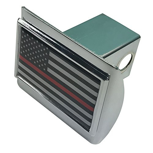 The Thin Red Line American Flag METAL Auto Emblem on Chrome METAL hitch cover - Support Firefighters and EMTs The Thin Red Line American Flag METAL Auto Emblem on Chrome METAL hitch cover - Support Firefighters and EMTs