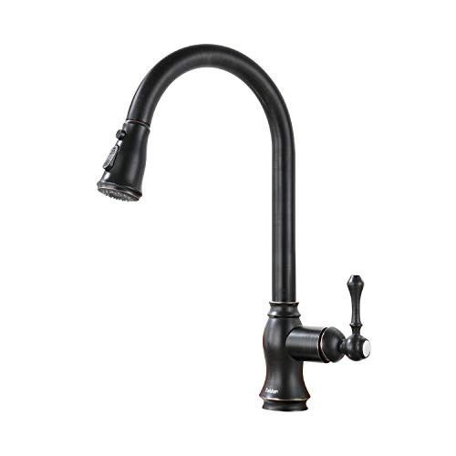 Tohlar Oil Rubbed Bronze Kitchen Faucets with Pull Down Sprayer Farmhouse Antique Single Handle Bronze Faucet for Kitchen Sink