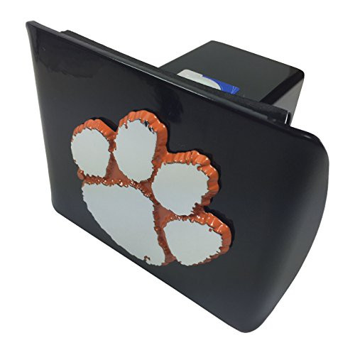 Clemson METAL emblem (chrome with orange trim) on black METAL Hitch Cover Clemson METAL emblem (chrome with orange trim) on black METAL Hitch Cover