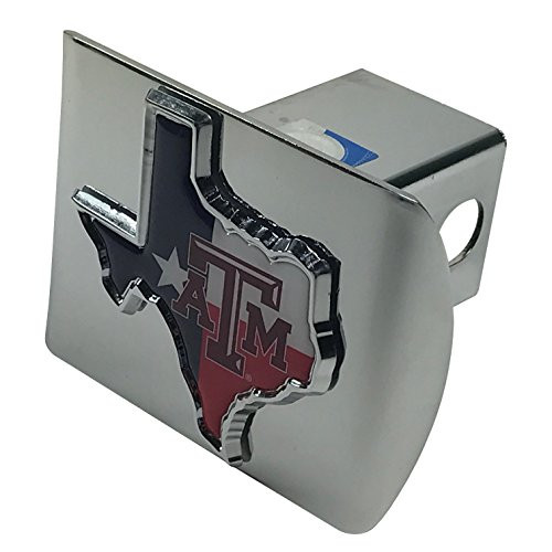 Texas A&M METAL State Shaped emblem (with Texas flag colors) on chrome METAL Hitch Cover Texas A&M METAL State Shaped emblem (with Texas flag colors) on chrome METAL Hitch Cover