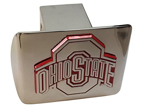 THE Ohio State University METAL emblem (chrome with red trim) on chrome METAL Hitch Cover THE Ohio State University METAL emblem (chrome with red trim) on chrome METAL Hitch Cover