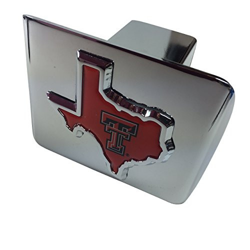 Texas Tech state shaped emblem on chrome METAL Hitch Cover Texas Tech state shaped emblem on chrome METAL Hitch Cover