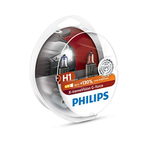 PHILIPS H1 X-tremeVision G-force 12V 55W Halogen Car Headlight Bulbs - Twin Pack