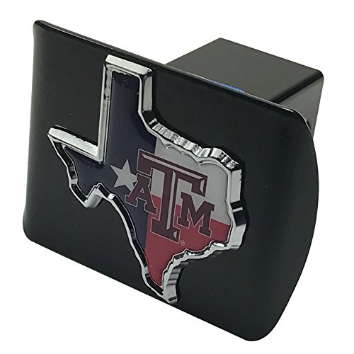 Texas A&M METAL State Shaped emblem (with Texas flag colors) on black METAL Hitch Cover Texas A&M METAL State Shaped emblem (with Texas flag colors) on black METAL Hitch Cover