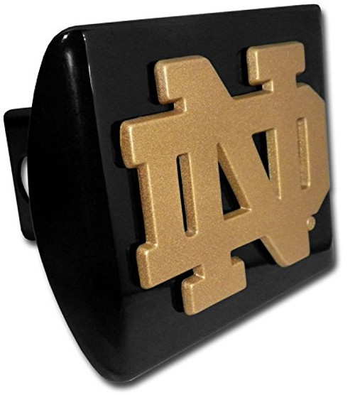 Notre Dame METAL Gold Emblem on Black Hitch Cover Notre Dame METAL Gold Emblem on Black Hitch Cover