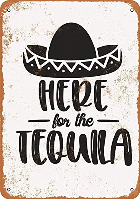 SRongmao 16 x 12 Tin Metal Sign - Vintage Look Here for The Tequila Bar Cafe Home Wall Art Deco