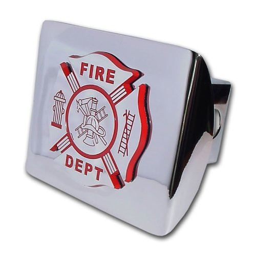 Firefighter (Chrome & Red) ALL METAL Shiny Chrome Hitch Cover Firefighter (Chrome & Red) ALL METAL Shiny Chrome Hitch Cover