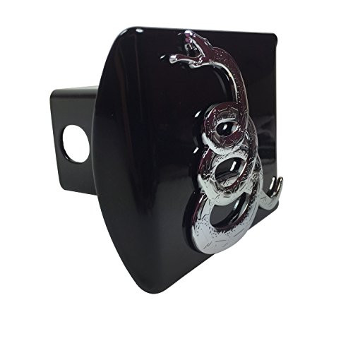 Don't Tread On Me Gadsden Flag Silver Snake METAL on METAL Black Hitch Cover