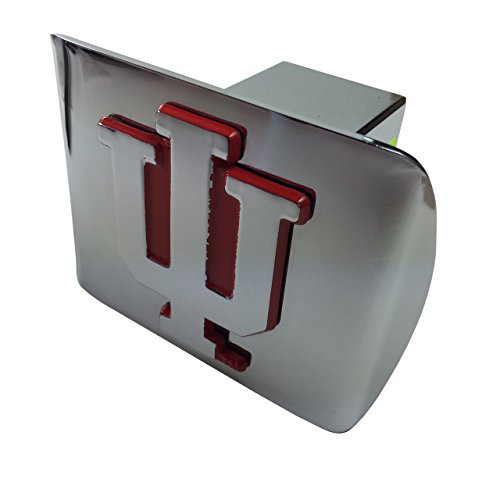 University of Indiana METAL emblem (chrome with red trim) on chrome METAL Hitch Cover University of Indiana METAL emblem (chrome with red trim) on chrome METAL Hitch Cover