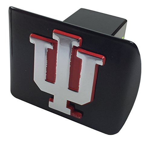 University of Indiana METAL emblem (chrome with red trim) on black METAL Hitch Cover University of Indiana METAL emblem (chrome with red trim) on black METAL Hitch Cover
