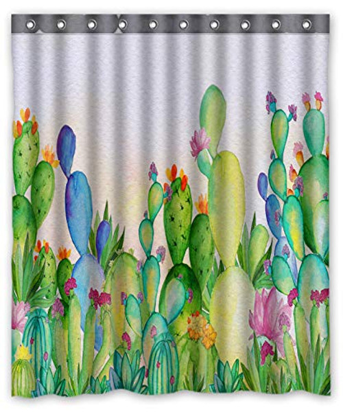 FMSHPON Watercolor Cactus and Flowers Waterproof Fabric Bathroom Shower Curtain Size 60x72 inches FMSHPON Watercolor Cactus and Flowers Waterproof Fabric Bathroom Shower Curtain Size 60x72 inches