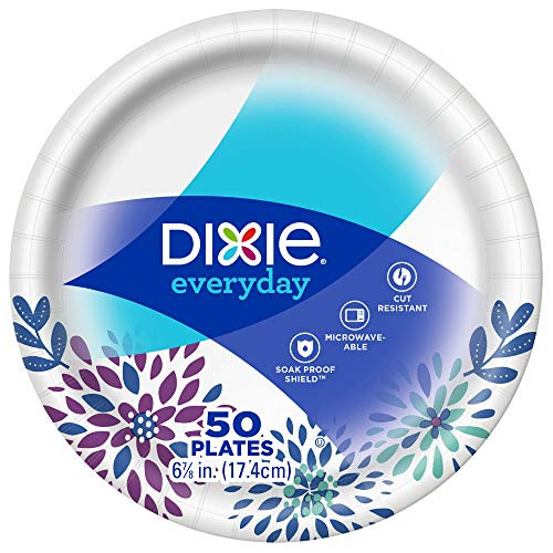 Dixie Paper Dessert Plates, 6 7/8" Inch, 50 Ct