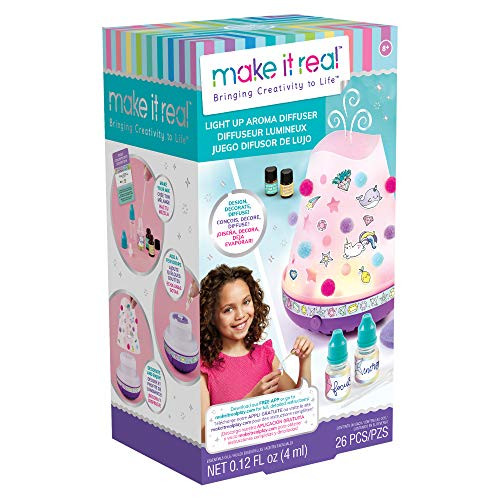 Make It Real  Light Up Aroma Diffuser - DIY Kit with Essential Oils and Diffuser - STEM Arts and Crafts Kit for Kids to Make Fragrance and Customize Color Changing Diffuser