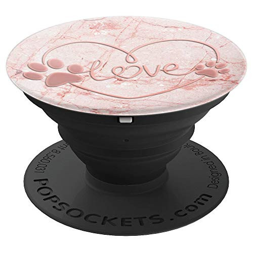 Rose Pink Dog Paw Print Heart Love on White Gray Pink Look PopSockets Grip and Stand for Phones and Tablets Rose Pink Dog Paw Print Heart Love on White Gray Pink Look PopSockets Grip and Stand for Phones and Tablets
