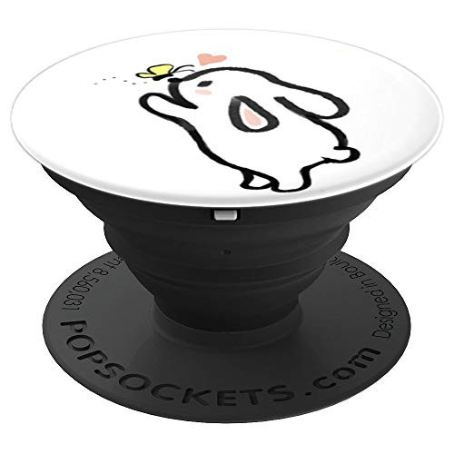 Cute Bunny Rabbit & Yellow Butterfly Graphic PopSocket PopSockets Grip and Stand for Phones and Tablets