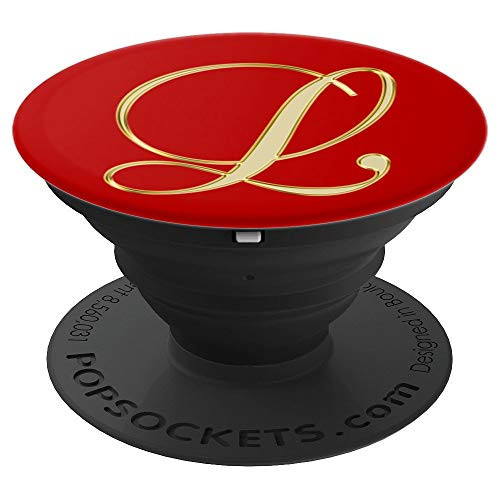 Phone Grip Letter L Tan Yellow. Initial L Tan Yellow on Red PopSockets Grip and Stand for Phones and Tablets