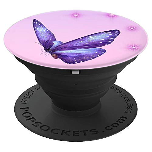 Butterflies Pop Mount Socket On Pink Color PopSockets Grip and Stand for Phones and Tablets