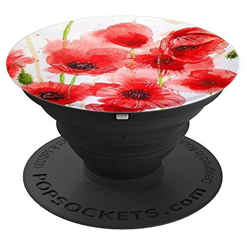 Watercolor Red Poppy Flower on white background Pattern Grip PopSockets Grip and Stand for Phones and Tablets Watercolor Red Poppy Flower on white background Pattern Grip PopSockets Grip and Stand for Phones and Tablets