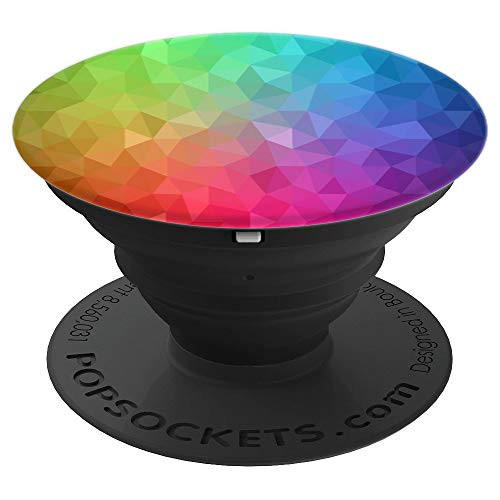 Multicolor Polygonal Triangles | Rainbow Geometric Origami PopSockets Grip and Stand for Phones and Tablets