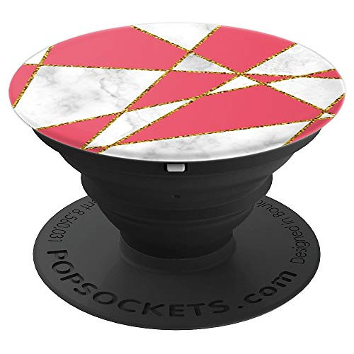 Geometric White Marbled Art Bara Red Pattern PopSockets Grip and Stand for Phones and Tablets