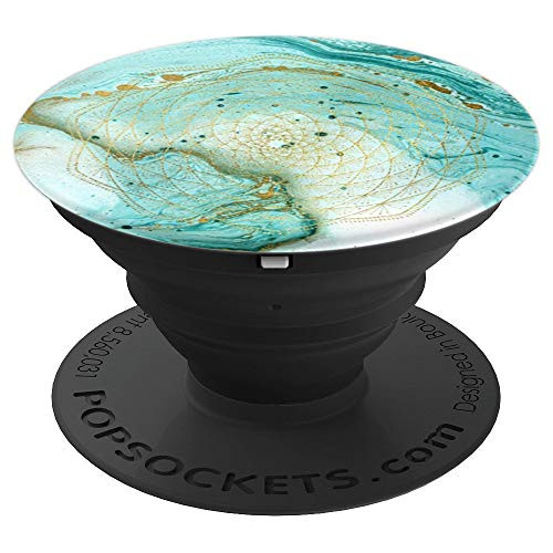 Yellow Mandala Flower Teal White PopSockets Grip and Stand for Phones and Tablets Yellow Mandala Flower Teal White PopSockets Grip and Stand for Phones and Tablets