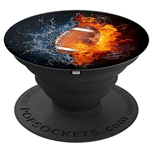 Flaming Fire Ice Football PopSockets Grip and Stand for Phones and Tablets