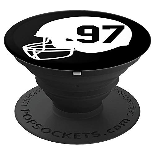 Number 97 #97 Helmet Football for Men Boys Kids Youth Teens PopSockets Grip and Stand for Phones and Tablets