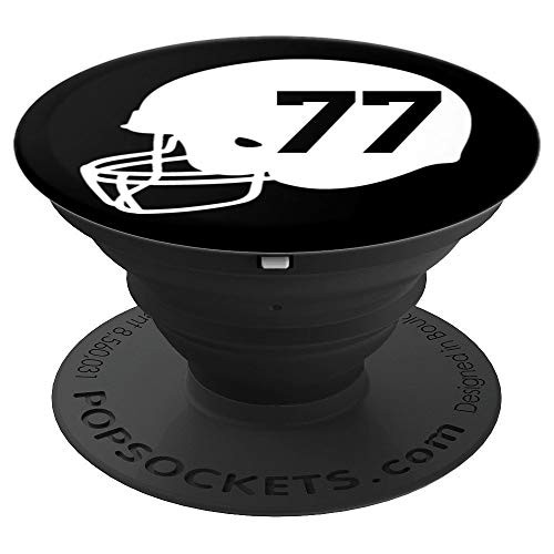 Number 77 #77 Helmet Football for Men Boys Kids Youth Teens PopSockets Grip and Stand for Phones and Tablets