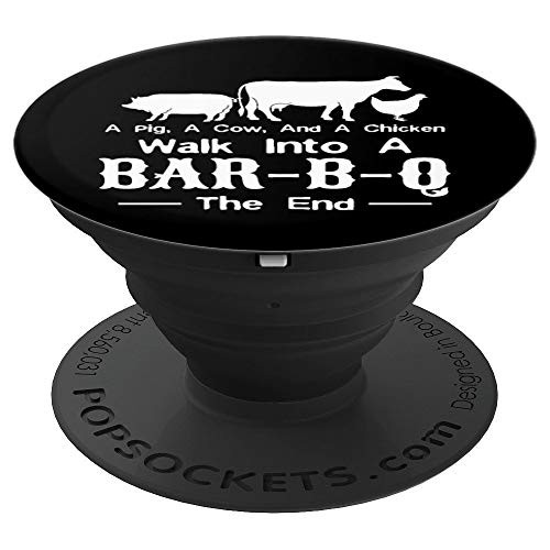 A Cow A Pig And A Chicken Walk Into A Bar Funny BBQ Grilling PopSockets Grip and Stand for Phones and Tablets
