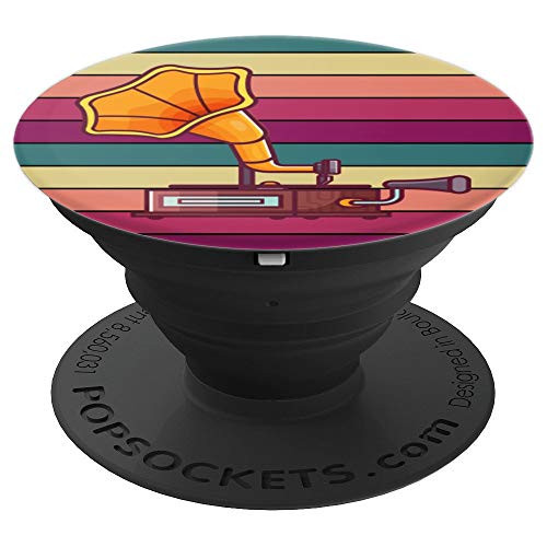 Vintage Retro Vinyl Record Player Horn Speaker Turntable PopSockets Grip and Stand for Phones and Tablets