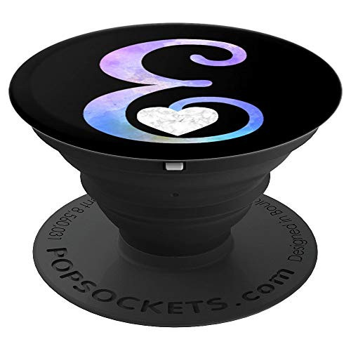 Letter E heart monogram, initial E watercolor for girls PopSockets Grip and Stand for Phones and Tablets