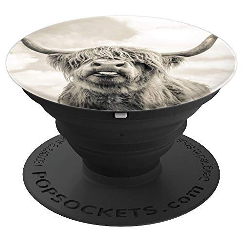 Funny highland cow art PopSockets Grip and Stand for Phones and Tablets