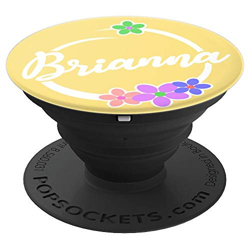 Brianna Name Pastel Yellow Floral Daisies Personalized PopSockets Grip and Stand for Phones and Tablets