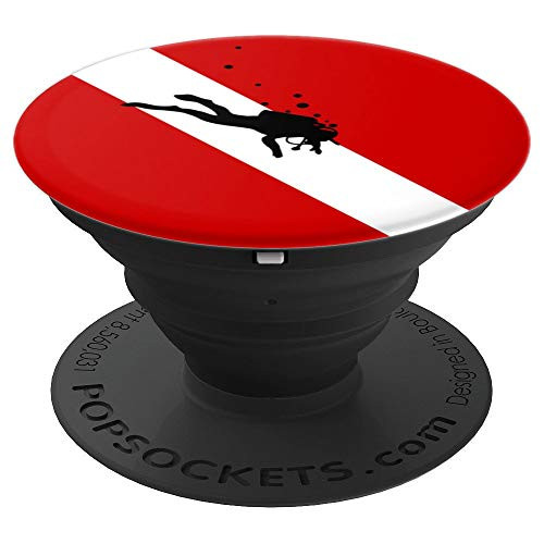 Dive Flag Diver Scuba Diving Gift Classic Red White PopSockets Grip and Stand for Phones and Tablets