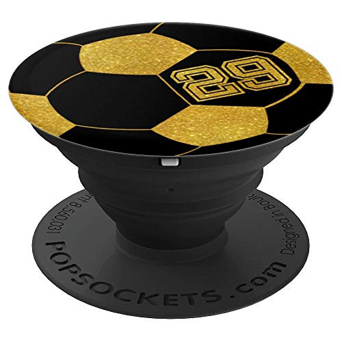 Golden Soccer Ball Player #29 Jersey No 29 Football Gift PopSockets Grip and Stand for Phones and Tablets Golden Soccer Ball Player #29 Jersey No 29 Football Gift PopSockets Grip and Stand for Phones and Tablets