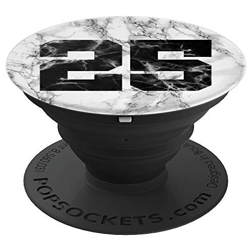 Number 25 Grey Black - Basketball Football Soccer Baseball PopSockets Grip and Stand for Phones and Tablets