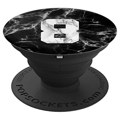 Number 8 Grey Black - Basketball Football Soccer Baseball PopSockets Grip and Stand for Phones and Tablets