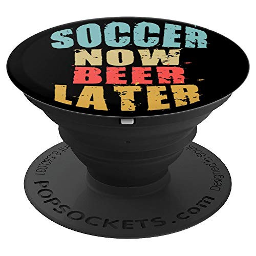 Teal Coral & Yellow Soccer Now Beer Later ADL026c PopSockets Grip and Stand for Phones and Tablets