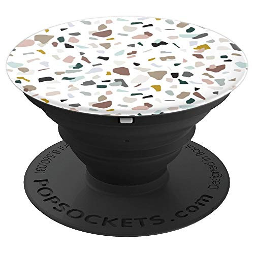 Terrazzo Pattern Abstract Modern Neutral Earth Tones White PopSockets Grip and Stand for Phones and Tablets