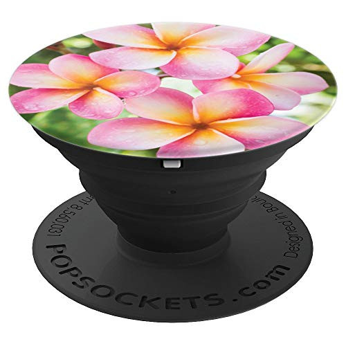 Tropical Pink Plumeria Flowers PopSockets Grip and Stand for Phones and Tablets