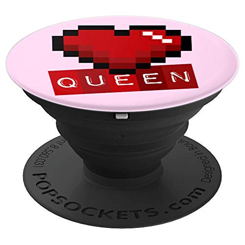 Gamer Queen Pixelated Heart PopSockets Grip and Stand for Phones and Tablets