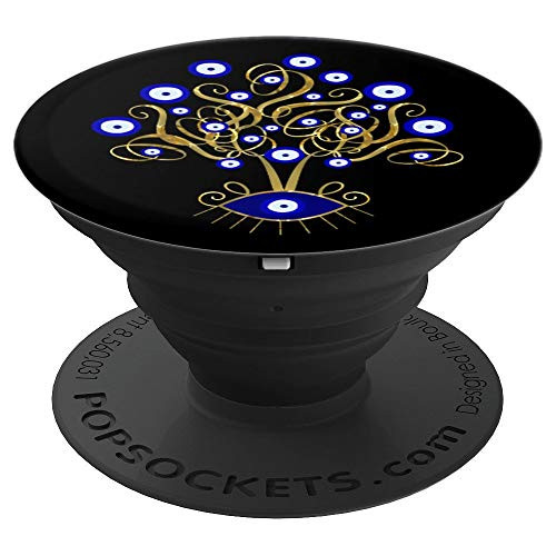 All Seeing Golden Blue Evil Eye Tree PopSockets Grip and Stand for Phones and Tablets
