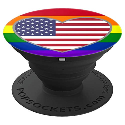 Gay Pride USA American Flag PopSockets Grip and Stand for Phones and Tablets