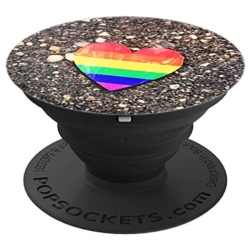 Rainbow Pride Heart Love is Love LGBT LGBTQ PopSockets Grip and Stand for Phones and Tablets