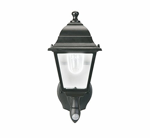Maxsa Innovations MAXSA Outdoor, Battery Powered LED Wall Sconce. Motion Activated with Cool White Light. Wireless, Metal & Glass Outdoor Porch, Entrance Light, Black 44219