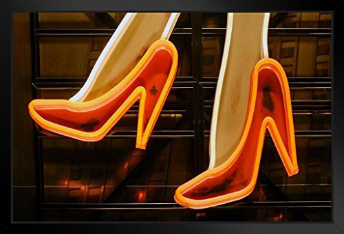 Red High Heels Illuminated Vintage Neon Sign Photo Art Print Black Wood Framed Poster 20x14 Red High Heels Illuminated Vintage Neon Sign Photo Art Print Black Wood Framed Poster 20x14