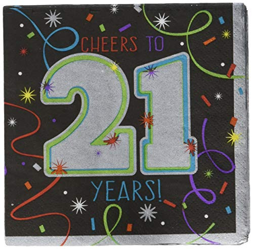 "Happy Birthday" Beverage Napkins - 21st Birthday, 192 Ct