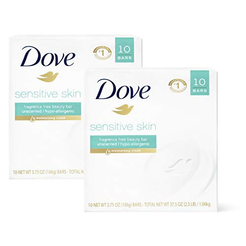 Dove Beauty Bar More Moisturizing Than Bar Soap Sensitive Skin Effectively Washes Away Bacteria, Nourishes Your Skin 3.75 oz 20 Bars