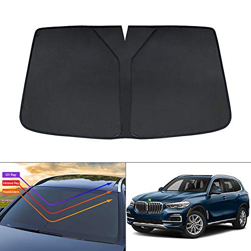 KUST Windshield Sun Shade for 2020 BMW X5 Sunshade for 2019 2020 2021 BMW X5 SUV Blocks UV Rays Sun Visor Protector Foldable Keep Your Car Cooler